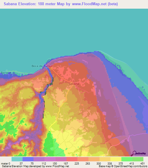Sabana,Cuba Elevation Map