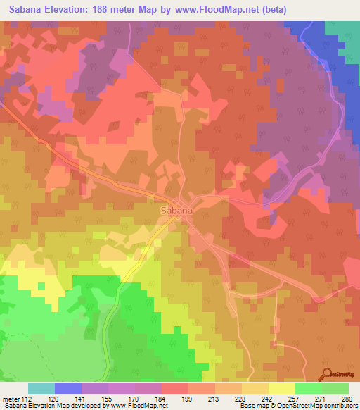 Sabana,Cuba Elevation Map