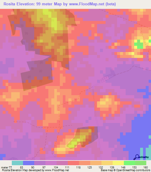 Rosita,Cuba Elevation Map