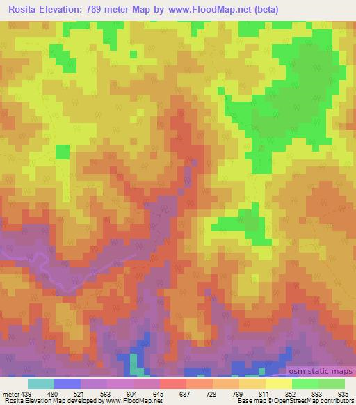 Rosita,Cuba Elevation Map