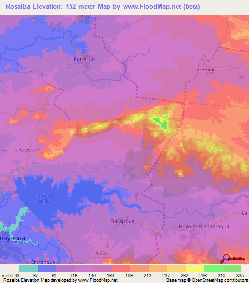 Rosalba,Cuba Elevation Map