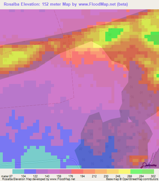Rosalba,Cuba Elevation Map