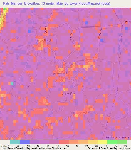 Kafr Mansur,Egypt Elevation Map