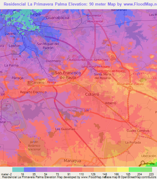 Residencial La Primavera Palma,Cuba Elevation Map