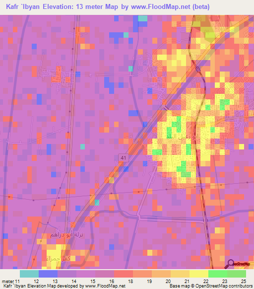 Kafr `Ibyan,Egypt Elevation Map