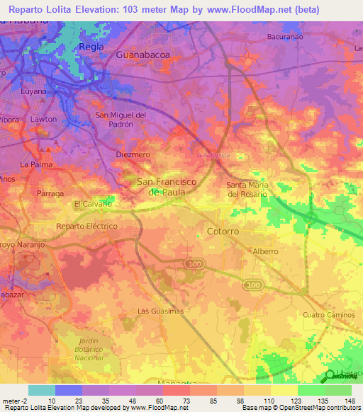 Reparto Lolita,Cuba Elevation Map