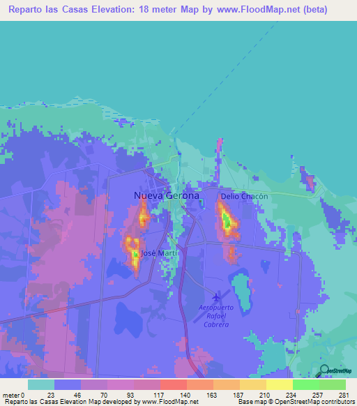 Reparto las Casas,Cuba Elevation Map