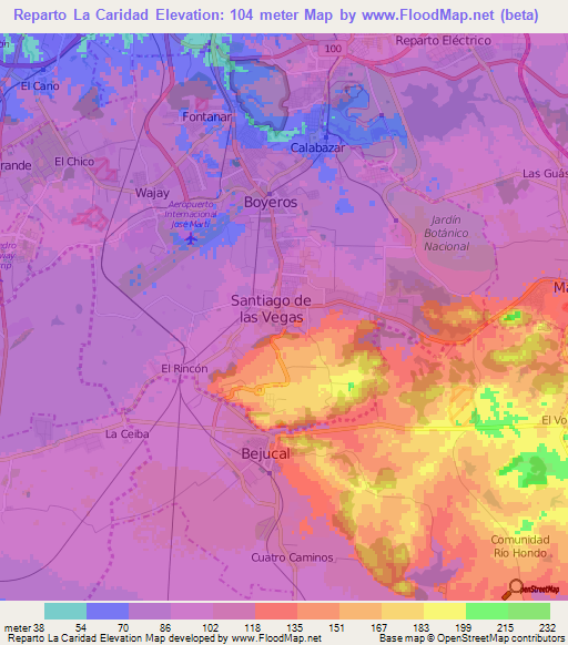 Reparto La Caridad,Cuba Elevation Map