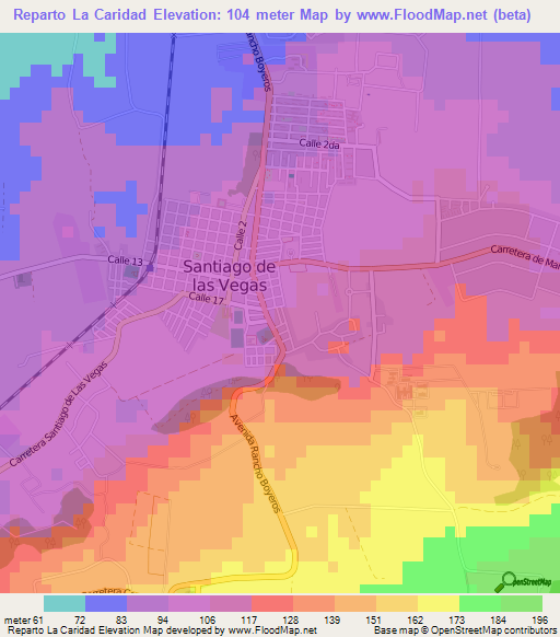 Reparto La Caridad,Cuba Elevation Map