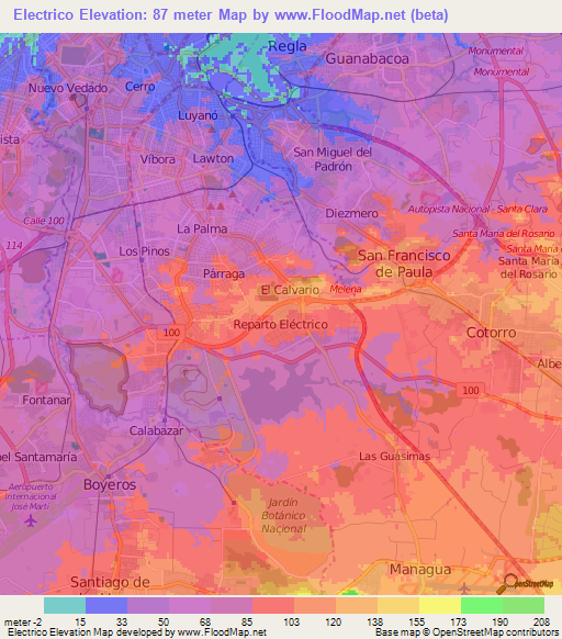 Electrico,Cuba Elevation Map