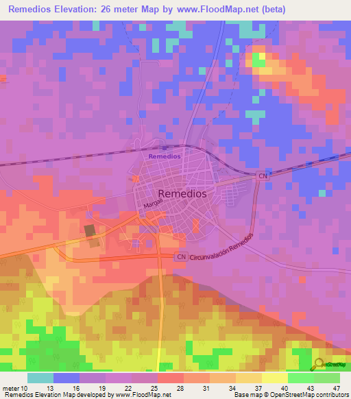 Remedios,Cuba Elevation Map