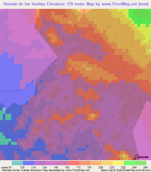 Remate de las Vueltas,Cuba Elevation Map