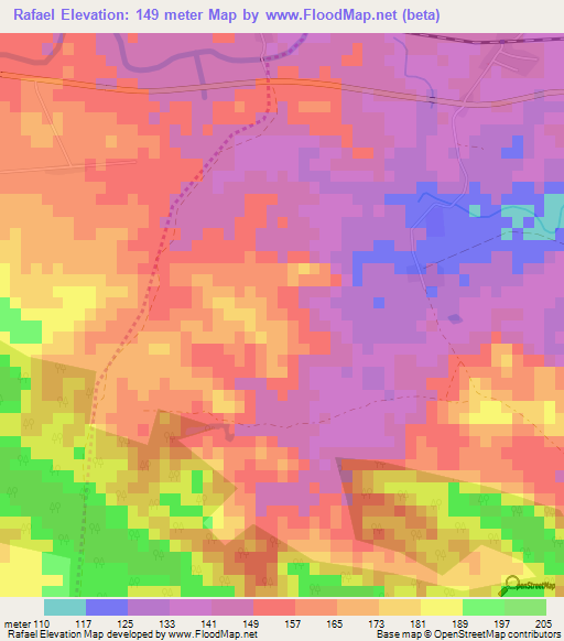 Rafael,Cuba Elevation Map