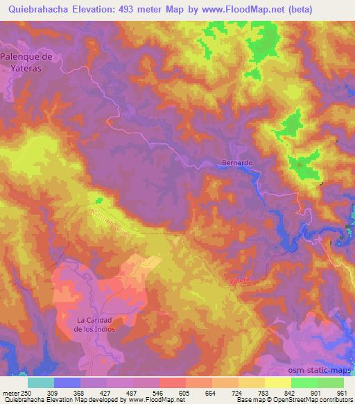 Quiebrahacha,Cuba Elevation Map