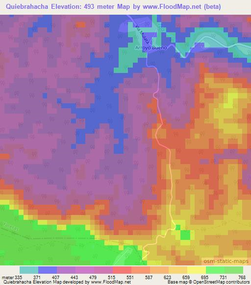 Quiebrahacha,Cuba Elevation Map
