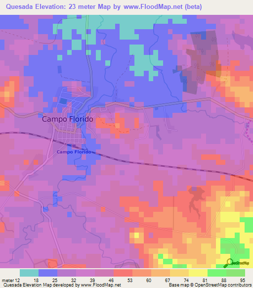 Quesada,Cuba Elevation Map