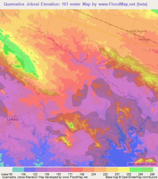 Quemados Jobosi,Cuba Elevation Map