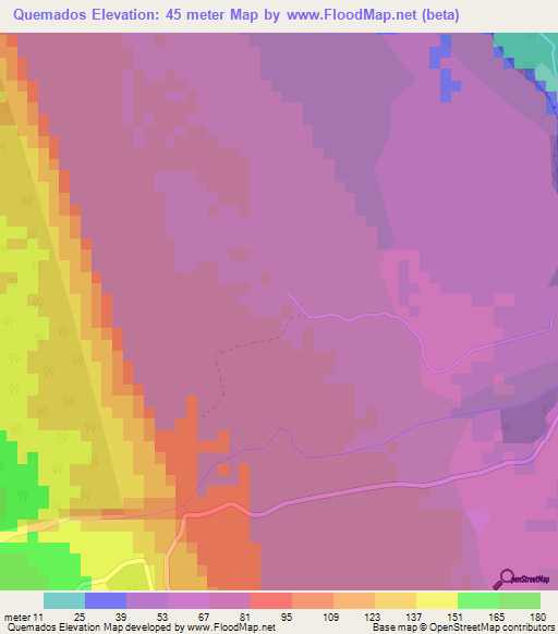 Quemados,Cuba Elevation Map