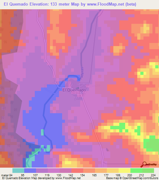 El Quemado,Cuba Elevation Map
