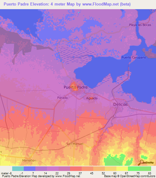 Puerto Padre,Cuba Elevation Map