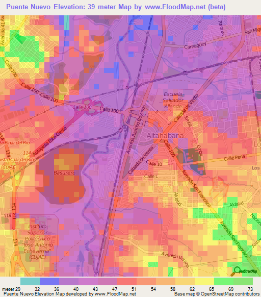 Puente Nuevo,Cuba Elevation Map