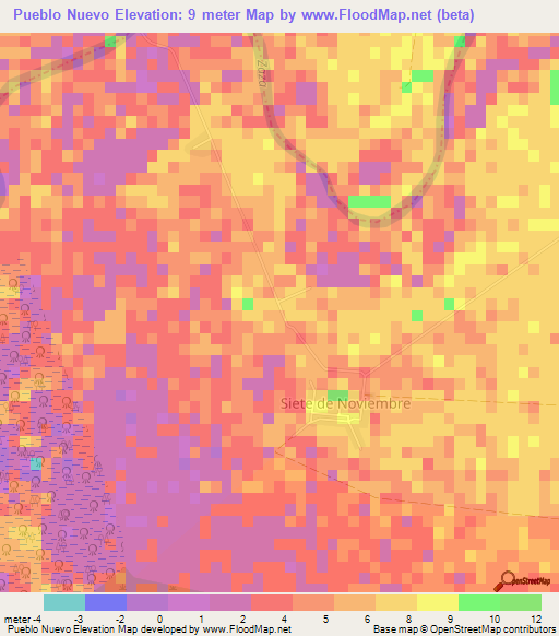 Pueblo Nuevo,Cuba Elevation Map