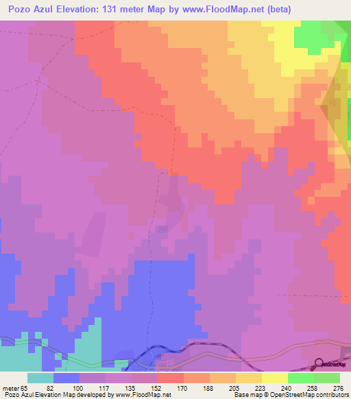 Pozo Azul,Cuba Elevation Map
