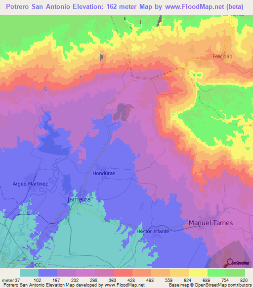 Potrero San Antonio,Cuba Elevation Map