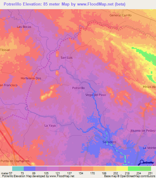 Potrerillo,Cuba Elevation Map