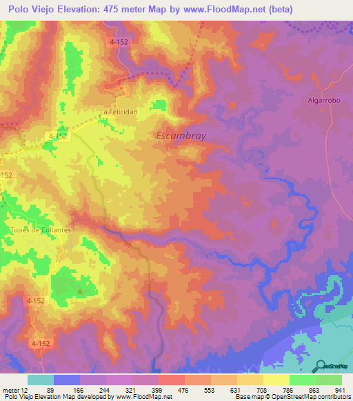 Polo Viejo,Cuba Elevation Map
