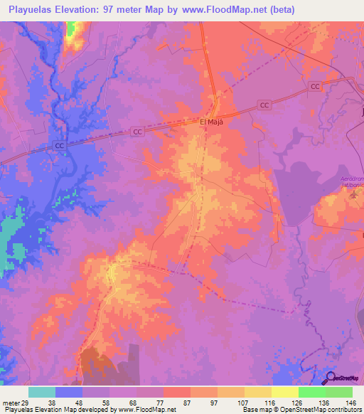 Playuelas,Cuba Elevation Map