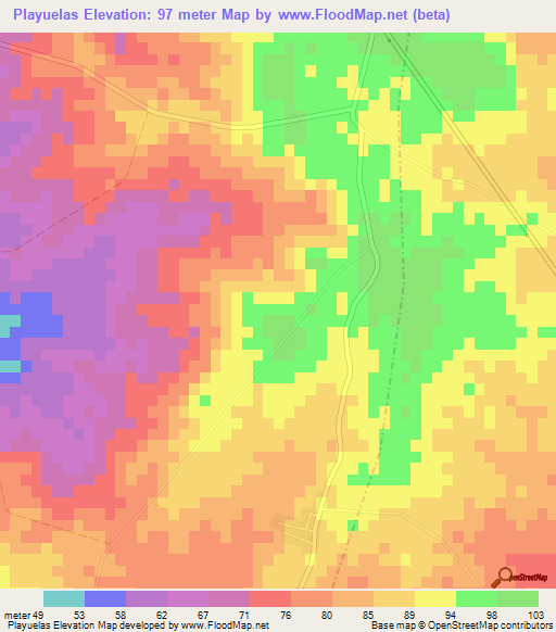 Playuelas,Cuba Elevation Map