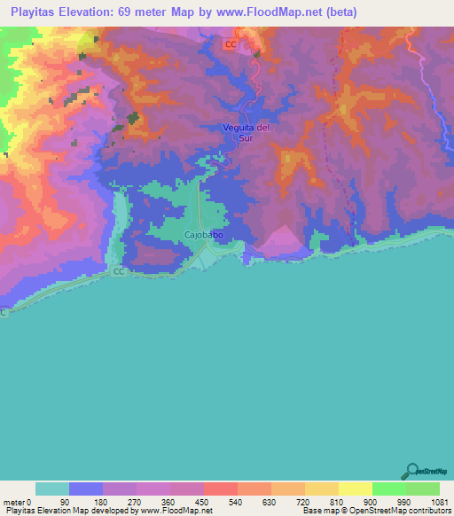 Playitas,Cuba Elevation Map