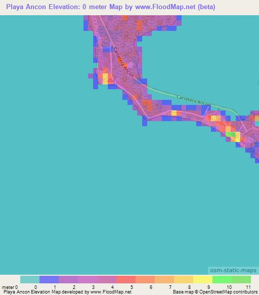 Playa Ancon,Cuba Elevation Map