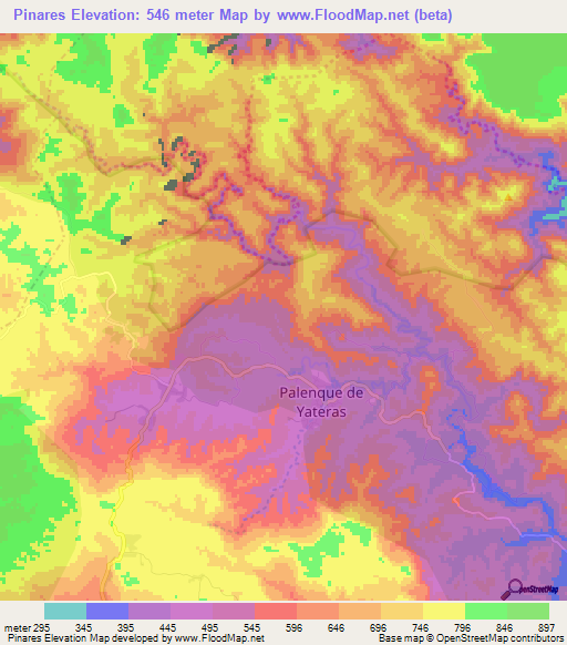 Pinares,Cuba Elevation Map