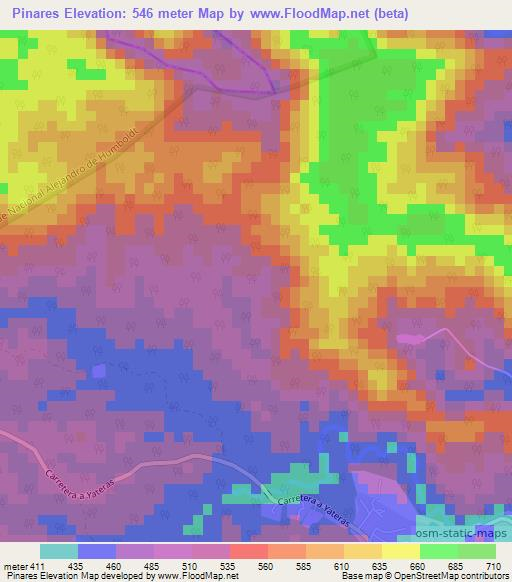 Pinares,Cuba Elevation Map