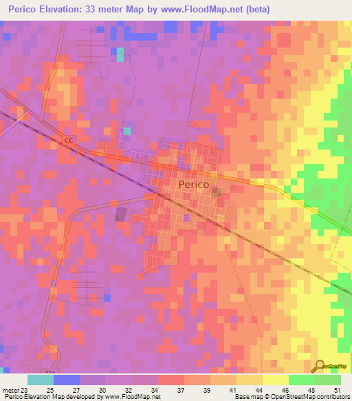 Perico,Cuba Elevation Map