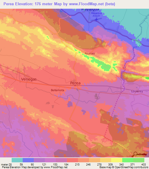 Perea,Cuba Elevation Map