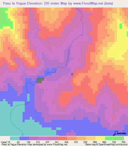 Paso la Yegua,Cuba Elevation Map