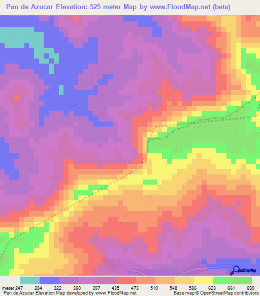 Pan de Azucar,Cuba Elevation Map