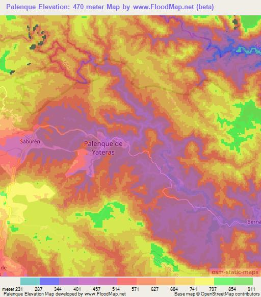 Palenque,Cuba Elevation Map