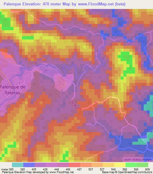 Palenque,Cuba Elevation Map