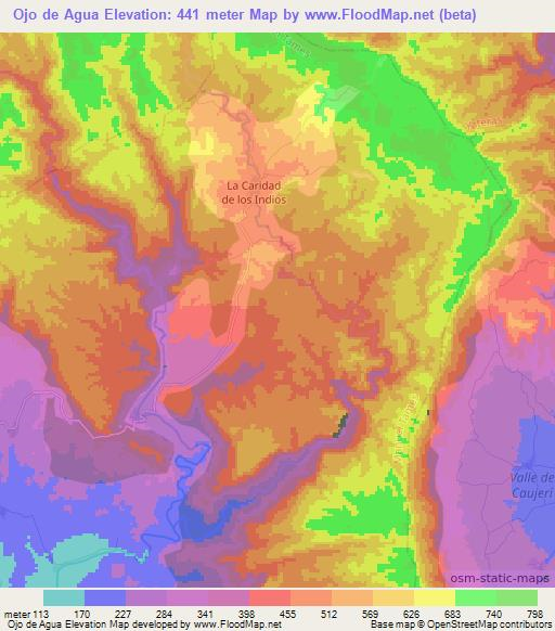 Ojo de Agua,Cuba Elevation Map