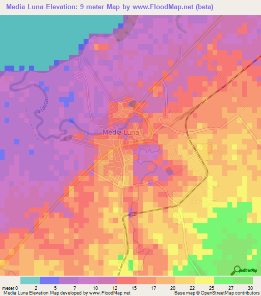Media Luna,Cuba Elevation Map