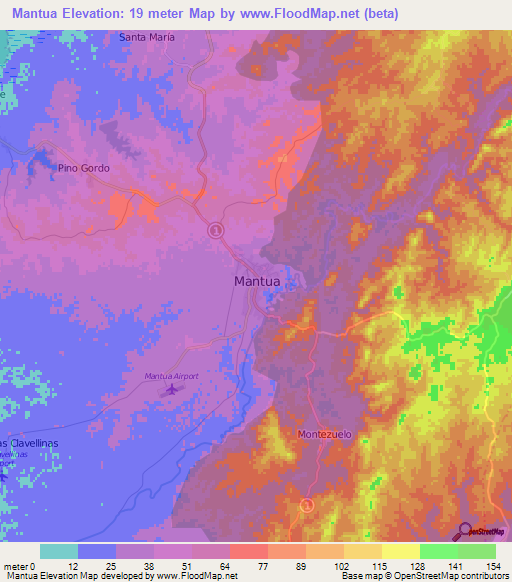 Mantua,Cuba Elevation Map