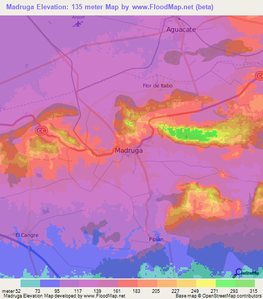 Madruga,Cuba Elevation Map