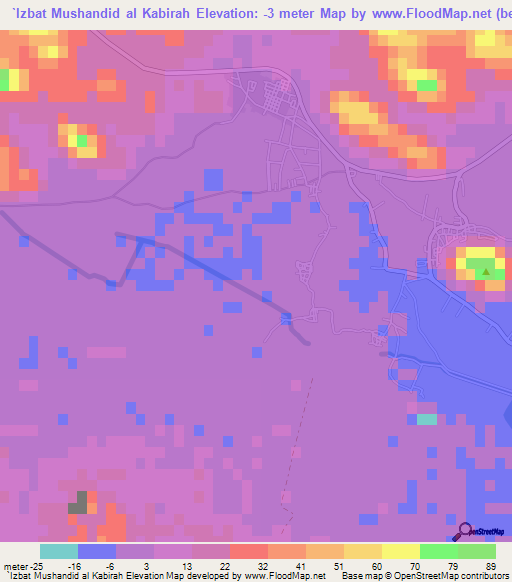 `Izbat Mushandid al Kabirah,Egypt Elevation Map
