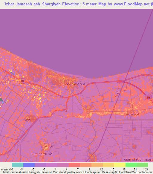 `Izbat Jamasah ash Sharqiyah,Egypt Elevation Map