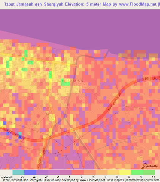 `Izbat Jamasah ash Sharqiyah,Egypt Elevation Map