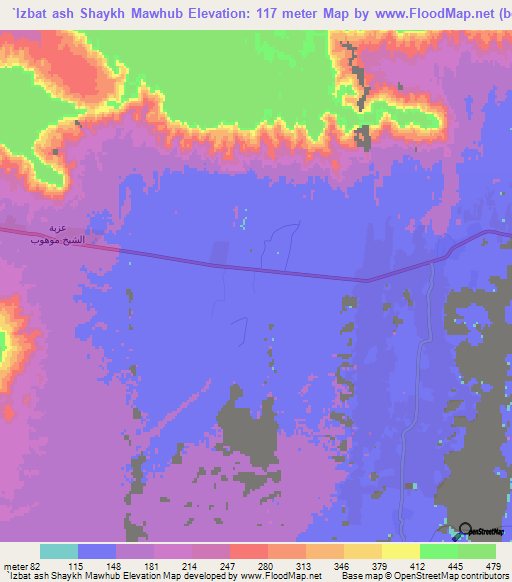 `Izbat ash Shaykh Mawhub,Egypt Elevation Map